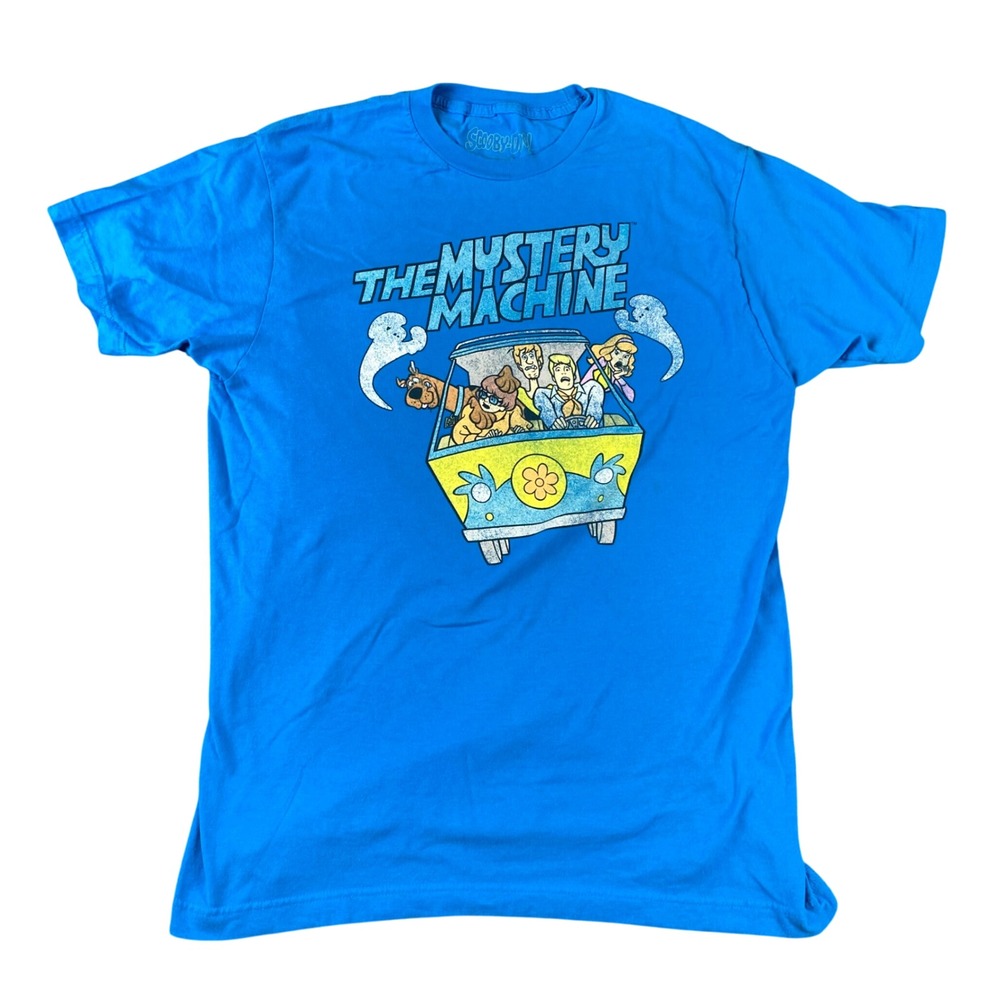 Scooby Doo Mens Large Mystery Machine Blue Graphic T Shirt Hanna Barbera